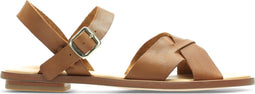 Clarks Willow Gild - Platte Sandalen - Metalen aantreklus - Tan Leather - Maat 39.5