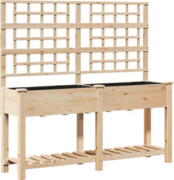 vidaXL - Tuinbak - met - Trellis - en - Plank - 161x43x152 - cm - Massief - Grenenhout