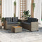 vidaXL - Tuinbank - met - tafel - en - kussens - L-vormig - poly - rattan - grijs