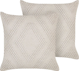 CATALPA - Sierkussen set van 2 - Wit - 45 x 45 cm - Katoen