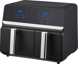 Nexxt Digitale Dubbele Airfryer XXL - Heteluchtfriteuse 9 Liter - 8 Kookprogramma's - Zwart