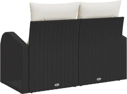 vidaXL - 2-zits - tuinbank - met - opbergruimte - en - kussens - - - zwart - poly - rattan