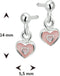 Yep! oorhangers hart - 925 Zilver - Roze emaille - 14 mm