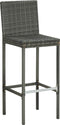 vidaXL - Tuinbarkrukken - met - kussens - 2 - st - poly - rattan - grijs
