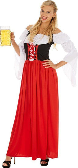 Dressforfun Dirndl Resi - Vrouwenkostuum - Aangenaaide blouse - Zwart / Rood