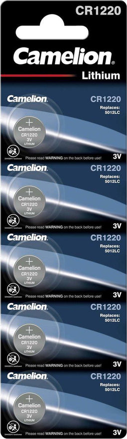 Camelion CR1220 - Lithium batterij 3V - 12mm x 2mm - Aluminium (5 stuks)