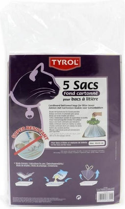 TYROL Set van 5 zak kattenbak - Hardback - krasbestendig - 44 x 30 cm - Voor cat