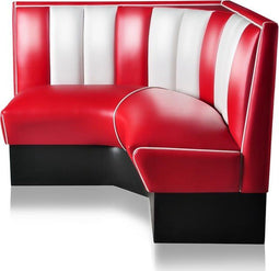 Bel Air Dinerbank Quarter Circle Booth HW-120-120 Rood