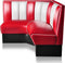 Bel Air Dinerbank Quarter Circle Booth HW-120-120 Rood