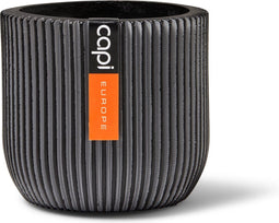 Capi Europe - Bloempot bol Groove Anthracite & Ivory - 8x6 - Antraciet - Opening Ø5.6 - Bloempot voor binnen - 5 jaar garantie - BGVZ131