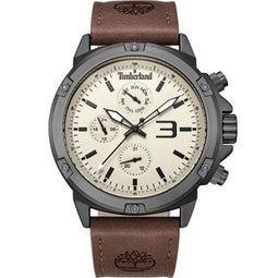 Timberland Bruine Leren Horloge Met Stalen Kast 46 MM