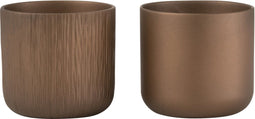 J-Line bloempot Gen - keramiek - goud/koper - small - 2 stuks - Ø 13.5 cm