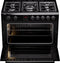 ETNA FG190ZWA - Gasfornuis 90 cm - 5 branders inclusief wokbrander - Zwart