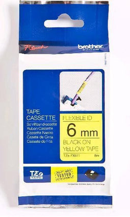 TZ-FX611 6mm - black on yellow - flexible (8m)