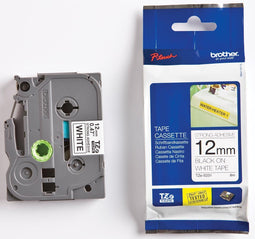 TZ-S231 12mm - black on White - extra sitcky (8m)