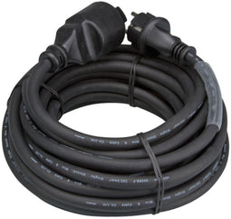 Perel Verlengsnoer 5 meter H05RR-F 3G2.5 16 A 230 V 3680 W rubber zwart IP44 type E/F geaard buitengebruik flexibel tuin werkplaats elektrisch gereedschap
