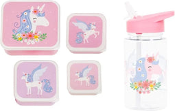 A Little Lovely Company Back to school set - Drinkfles / 4 Snackdozen - Eenhoorn