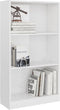 vidaXL - Boekenkast - 3 - schappen - 60x24x109 - cm - bewerkt - hout - hoogglans - wit