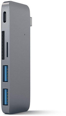 Satechi ST-TCUP - Type-C Passthrough HUB - 2x USB 3.0 aansluitingen en SD/microSD kaartlezer - Grijs