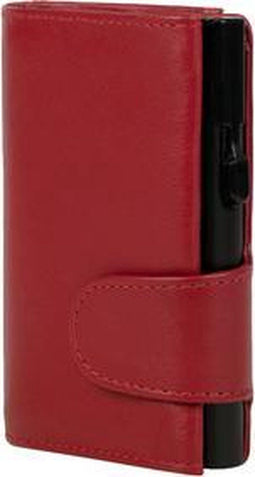 Clicksafe pasjeshouder - RFID - 8 pasjes - kunstleer/aluminium - rood/zwart - JU-961203