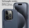 Accezz MagSafe Leather Backcover - Soft case - Krasbestendig - Donkerblauw (iPhone 15 Pro)