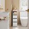 SoBuy BZR54-II-W - Smalle Badkamerkast - 3 Lades Open Vak - Wit/Naturel