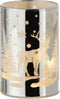 J-Line decoratie Cilinder Winter - glas - zilver - small - LED lichtjes
