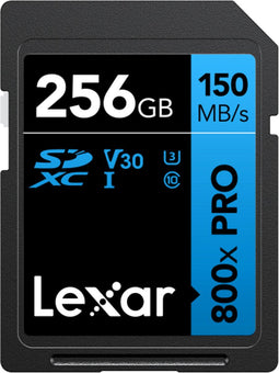 Lexar High-Performance 800xPRO - SDXC UHS-I - 256GB 150MB/s 45MB/s Klasse 10 UHS-3 V30 - Zwart
