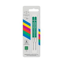 Parker balpenvullingen | Medium punt (0,7 mm) | Groene QUINKflow inkt | 2 stuks