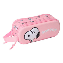 Pennenetui met 2 vakken Snoopy Roze 21 x 8 x 6 cm 3D