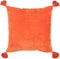 J-Line kussen Vierkant Bloemen + Kwastjes - fluweel - oranje