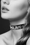 Bijoux Pour Toi Slave - Halsband - Steentjes - Zwart - Runderleer