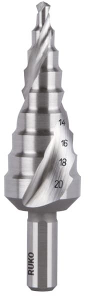 RUKO 101051 - Getrapte boor 4 - 20 mm HSS - Diepgeslepen en spiraalvormige spaangroef