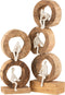 J-Line figuur 3 Denkers Ringen - hout/metaal - naturel/wit