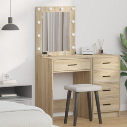 vidaXL - Kaptafel - met - LED-verlichting - - - Sonoma - Eik - 50x41x135 - cm