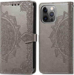 iMoshion Hoesje Geschikt voor iPhone 13 Pro Hoesje Met Pasjeshouder - iMoshion Mandala Bookcase - Grijs