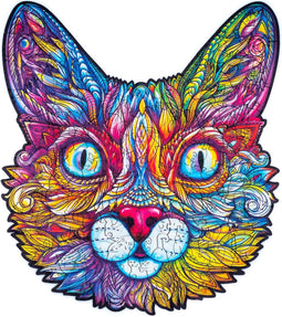 UNIDRAGON Houten Puzzel Voor Volwassenen Dier - Indrukwekkende Kat - 100 stukjes - Small 19x21 cm