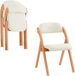 SoBuy FST92-Wx2 - Klapstoel Set van 2 - Opvouwbaar met Zitkussen - Wit (2 stuks)