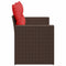 Tuinbank 2-zits met kussens poly rattan bruin