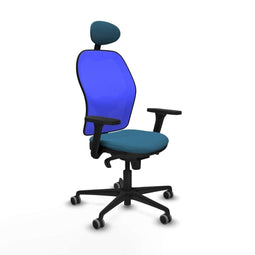 Piqueras y Crespo 3D036G1 - Bureaustoel - Verstelbare hoogte met hoofdsteun - Blauw Groene benzine