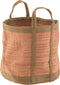 J-Line mand Rond Met Handvaten - jute - naturel/roze