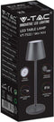 V-TAC VT-7522-G Draadloze oplaadbare tafellampen - Grijs - IP54 - 2W - 200 Lumen - 3000K - Modelnr: - VT-7522-G