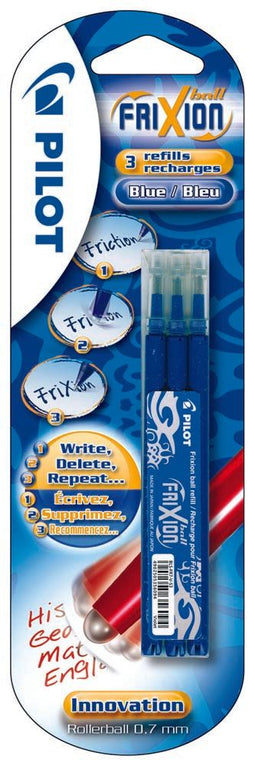 Pilot vulling Frixion Ball en Frixion Ball Clicker, blister van 3 stuks, blauw