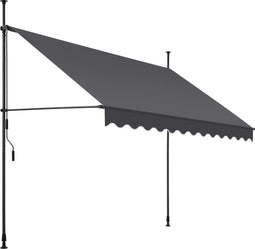 tectake® Klemluifel - Balkonluifel zonder boren - UV-bestendig - Waterafstotend - Breedte 300 cm - Antraciet