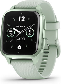 Garmin Venu Sq 2 40 mm metallic mint aluminium rand met cool mint behuizing en siliconen band