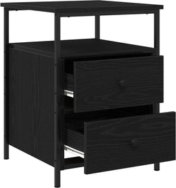 vidaXL - Nachtkastjes - 2 - stuks - Zwart - Eiken - 44x45x60 - cm - Bewerkt - Hout