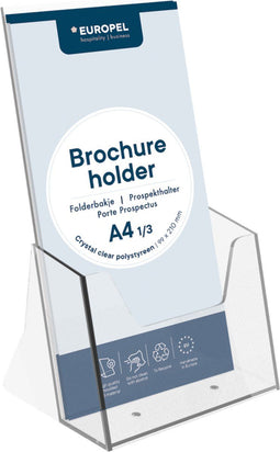 Europel Folderbakje – Flyers – 1/3 A4 – 9,9 x 21 cm – Glasheldere presentatie – Beurzen en kantoren