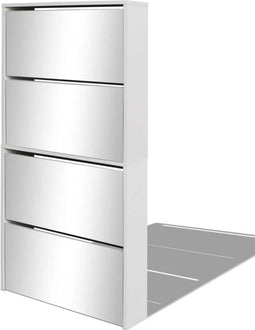 vidaXL - Schoenenkast - met - 4 - spiegels - 63x17x134 - cm - wit