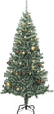 vidaXL - Kunstkerstboom - met - 300 - LED's - kerstballen - en - sneeuw - 210 - cm