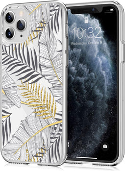 iMoshion Design voor de iPhone 11 Pro hoesje - Bladeren - Zwart / Goud